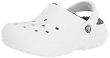 Crocs womens Crocs Men's and Women's Classic Lined | Warm Fuzzy Slippers Clog, White/Grey, 6 Women 4 Men US