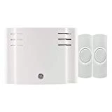 GE Wireless Doorbell Kit, Battery-Operated, 8 Melodies, 1 Receiver, 2 Push Buttons, 4 Volume Levels, 150 Ft. Range, Mountable, White, 19297