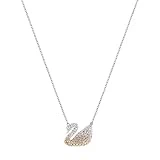 Swarovski Iconic Swan Collection Women's Necklace, Multi-Color Ombre Crystals with Rhodium Plated Chain and Swan Motif Pendant