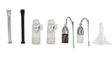 FLYYQMIAO Snuff Bullet Metal Snuff Spoon Small Funnel Aluminium Alloy Snuff Bullet Kit Sealed Snuff Bottle with Spoon Rocket Snorter Dispenser Glass Snuff Bullet(7 pack)