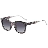 SOJOS Classic Square Polarized Sunglasses Unisex UV400 Mirrored Glasses SJ2050 with Black Tortoise Frame/Gradient Grey Lens