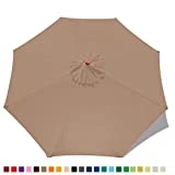 MASTERCANOPY 9ft Patio Umbrella Replacement Canopy Market Table Umbrella Canopy with 8 Ribs(Khaki)