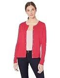 Amazon Essentials Women's Lightweight Crewneck Cardigan Sweater, Bright Pink, Large