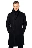 ANNA&CHRIS Escalier Men's Winter Wool Trench Coat Long Single-Breasted Jacket Gentlemen Business Coats Black