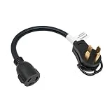 Parkworld 60424 RV Adapter Cord 50 Amp 14-50P Male right angle to 30 Amp L6-30R Locking Connector Female (1.5FT)