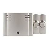 GE, Satin Nickel, Wireless Doorbell Kit, 8 Melodies, 1 Receiver, 2 Push Buttons, Battery-Operated, 150 Feet Range, 30393, 3