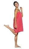 Turquaz Linen Lightweight Knee Length Spa/Bath Waffle Body Wrap with Adjustable Touch Fastener (Small/Medium, Coral)