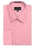 Allsense Men's Long Sleeve Regular Fit Solid Dress Shirt 16-16.5 N : 32-33 S Pink