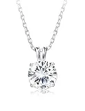 Sllaiss Sets with Swarovski Zirconia Sterling Silver Solitaire Pendant Necklace for Women Round-Cut CZ Necklace Chain Jewelry Gift (2 cttw), 18” (Platinum Plated)