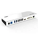 WAVLINK USB 3.0 Universal Laptop Docking Station Dual Video Display HDMI &DVI/VGA, Gigabit Ethernet, Audio, 6 USB Ports for Windows, Chromebooks-UG39DK1-White