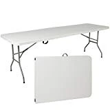 Best Choice Products 8ft Folding Portable Plastic Table for Indoor, Outdoor, Picnic, Party w/ Handle & Lock - White