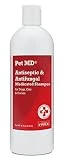 Pet MD - Antiseptic and Antifungal Medicated Shampoo for Dogs, Cats and Horses with Chlorhexidine and Ketoconazole - Soap and Paraben Free - 16 Oz