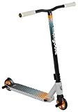 Mongoose Rise 100 Elite Freestyle Stunt Kick Scooter, Featuring Lightweight Alloy Deck with Full-Coverage Max Grip and Bike-Style Handlebars, Wheel Pegs Included, 110mm Alloy Wheels, Grey/Orange