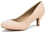 DREAM PAIRS Women's Luvly Nude Nubuck Bridal Wedding Low Heel Pump Shoes - 8 M US
