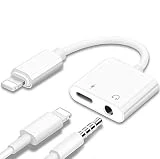 [Apple MFi Certified] Headphone Adapter for iPhone, 2 in 1 iPhone to 3.5mm Headphone Audio + Charger Splitter for iPhone 11/11 Pro/XS/XR/X 8 7, iPad, iPod, Support Music Control + Calling + iOS 13