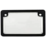 Custom Combos 92776 Clear Unbreakable Motorcycle License Plate Shield and Frame Combo with Black Frame