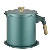 Oil Storage Grease Keeper, 1.4 L Bacon Grease Container With Strainer Vintage (Dark Green)