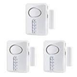 GE Deluxe Wireless Door Alarm, 3-Pack, 120 Decibel, Alarm or Entry Chime, Indoor Personal Security, with Keypad Activation, 45990