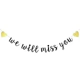 Black Glitter We Will Miss You Banner Bunting for Retirement Party Decorations-Graduation Party Going Away Party Office Work Party Farewell Party Decorations Supplies