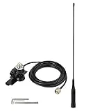 Bingfu Vehicle Ham Radio Mobile Radio Antenna VHF UHF 136-174MHz 400-470MHz Car Truck Amateur Radio Two Way Radio Soft Whip Antenna with Lip Mount Fixed Bracket PL259 Male 5m 16.5 feet RG58 Cable