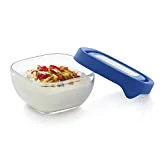 Libbey Serve It Square Glass Containers with Blue Lids, 1-cup, Set of 4