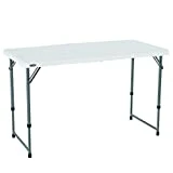 Lifetime Height Adjustable Craft Camping and Utility Folding Table, 4 ft, 4'/48 x 24, White Granite