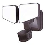 GE Enbrighten LED Outdoor Flood Security Motion Sensor Light, Up to 2480 Lumens, Two Adjustable Heads, Selectable Light Color 2200K-5000K, Bronze, 40768 (Renewed)