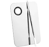 Professional Pro Stainless Steel Makeup Palette Cosmetic Palette with Spatula Tool Makeup Art Tool For Nail Art Eye Shadow Eyelash Makeup Professional Pigment Blending（6 x 4 Inch Sliver）