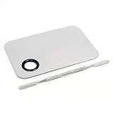 Rolybag Stainless Steel Makeup Palette, With Spatula Tool Cosmetic Makeup Palette, For Nail Art Makeup Eye Shadow Professional Pigment Cosmetic Mixing （Silver）