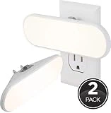 GE Ultrabrite LED Light Bar, 2 Pack, 100 Lumens, Plug-in, Dusk-to-Dawn Sensor, Auto/On/Off Switch, Home Décor, Ideal for Bedroom, Bathroom, Nursery, Kitchen, Hallway, White, 46707, 2