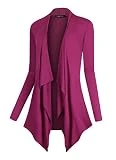 Urban CoCo Women's Drape Front Open Cardigan Long Sleeve Irregular Hem (2XL, Fuchsia Rose)