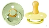 BIBS BPA-Free Natural Rubber Baby Pacifier | Made in Denmark (Pistachio/Sunshine, 0-6 Months) 2-Pack
