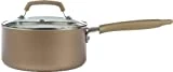WearEver C94424 Pure Living Nonstick Ceramic Coating Scratch Resistant PTFE PFOA and Cadmium Free Dishwasher Safe Oven Safe Sauce Pan Cookware, 3-Quart, Gold