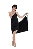 Moolecole Sexy Women Deep V Sling Bath Skirt Lady Beach Bath Dress Spa Bath Towel 55''28''(Black)