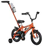Schwinn Grit Steerable Kids Bike, Featuring Push Handle for Easy Steering, Training Wheels, Enclosed Chainguard, Quick-Adjust Seat, and 12-Inch Wheels, Orange/Black