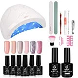 Beetles Gel Nail Polish Starter Kit with 48W UV/LED Light Nail Lamp Base Top Coat (3 Timer Setting), Soak Off Gel Color 6 Spring Summer Mauve Set Manicure Tools Essentials Nail Art Designs Series 2
