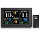 GBlife Wireless Weather Station, Indoor Outdoor Thermometer Hygrometer , Weather Forecast Station with Large Color LCD, Remote Sensor, Temperature Humidity Monitor/Alerts, Alarm Clock