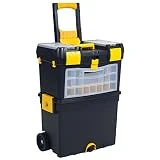 Heavy Duty Rolling Toolbox with Foldable Comfort Handle & Removable Top Storage –Chest & Cabinet Storage Box, Garage Toolbox Organizer