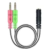MillSO Headset Splitter 3.5mm CTIA Jack Headset Adapter Mic and Audio Headphone Splitter Cable with Separate Microphone and Headphone Connector for Gaming Headset to PC - 8inch/20CM Black