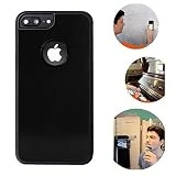 Wingcases for iPhone 8 Plus/7 Plus Anti Gravity Black Phone Case 5.5 inch Suction Stick on The Mirror Glass Flat Smooth Surface Selfie Case with Back Dust Proof Film