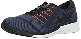 ASICS Men's Performance fuzeX Knit Running Shoe, Dark Blue/Black/Cherry Tomato 9.5 D(M) US