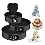 Springform Cake Pan 4 Pieces (4'/7'/9'/10') 1 Heart and 3 Round,Leakproof Nonstick Bakeware Cheesecake Pan with Removable Bottom