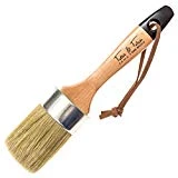 Professional Chalk & Wax Paint Brush for Furniture - Painting or Waxing - Dark & Clear Soft Wax - Milk Paint, Stencils, Home Decor - Round, Natural Pure Bristles by Tatler & Tatum
