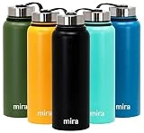 MIRA 40 Oz Stainless Steel Vacuum Insulated Wide Mouth Water Bottle - Thermos Keeps Cold for 24 hours, Hot for 12 hours - Double Walled Hydro Travel Flask - Black