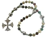 Fancy Jasper Anglican Rosary, Ornate Canterbury Cross