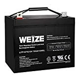 Weize 12V 75AH Deep Cycle Battery for Wayne ESP25 WSS30V Backup Sump Pump, Trolling Motor, Solar System, Mobility Wheelchair, General Use