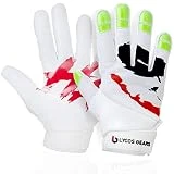 Lycos Gears Football Gloves for Youth – Lineman Receiver Gloves for Kids, Men and Women – Joker Grip Boost Football Gloves in White Color for Boys and Adults – Durable & Comfortable (Youth-Large)
