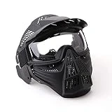 NINAT Tactical Paintball Mask Airsoft Masks Full Face with Clearlens Lens Goggles Eye Protection for CS Survival Games Airsoft Shooting Halloween Cosplay Safety Mask Paintball Black