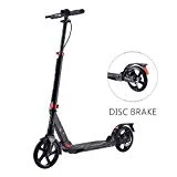 Playshion Big Wheel Scooter for Adults and Teens Foldable Kick Scooters with Hand Brake and Dual Suspension Black