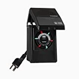 NSi Industries TORK RHB32R Indoor/Outdoor 15-Amp Plug-in Heavy Duty Mechanical Timer 24-Hour Programming – GREEN & RED Trippers TWO Receptacles Black Cover